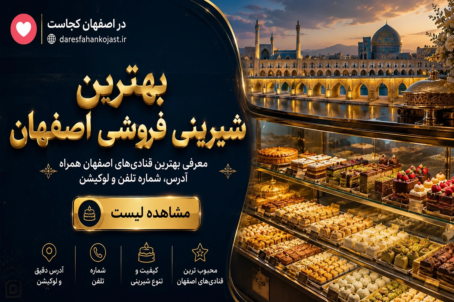 بهترین شیرینی فروشی اصفهان - در اصفهان کجاست