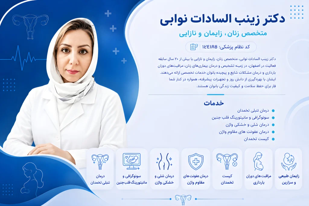 پروفایل دکتر زینب السادات نوابی متخصص زنان، زایمان و نازایی در اصفهان در فهرست بهترین دکتر متخصص زنان اصفهان