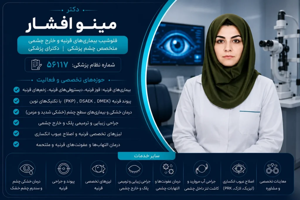 پروفایل دکتر مینو افشار، بهترین دکتر فوق تخصص چشم اصفهان