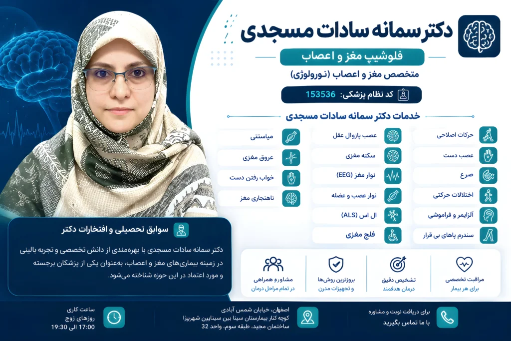 پروفایل دکتر سمانه سادات مسجدی، بهترین دکتر متخصص مغز و اعصاب اصفهان