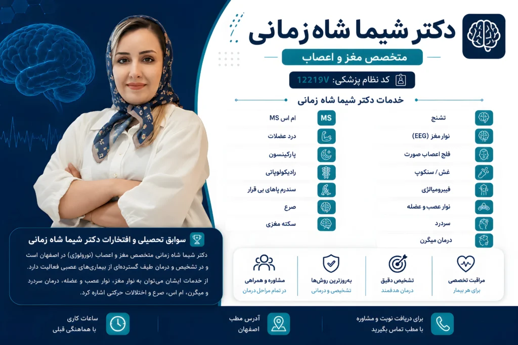 پروفایل دکتر شیما شاه زمانی، بهترین دکتر متخصص مغز و اعصاب اصفهان